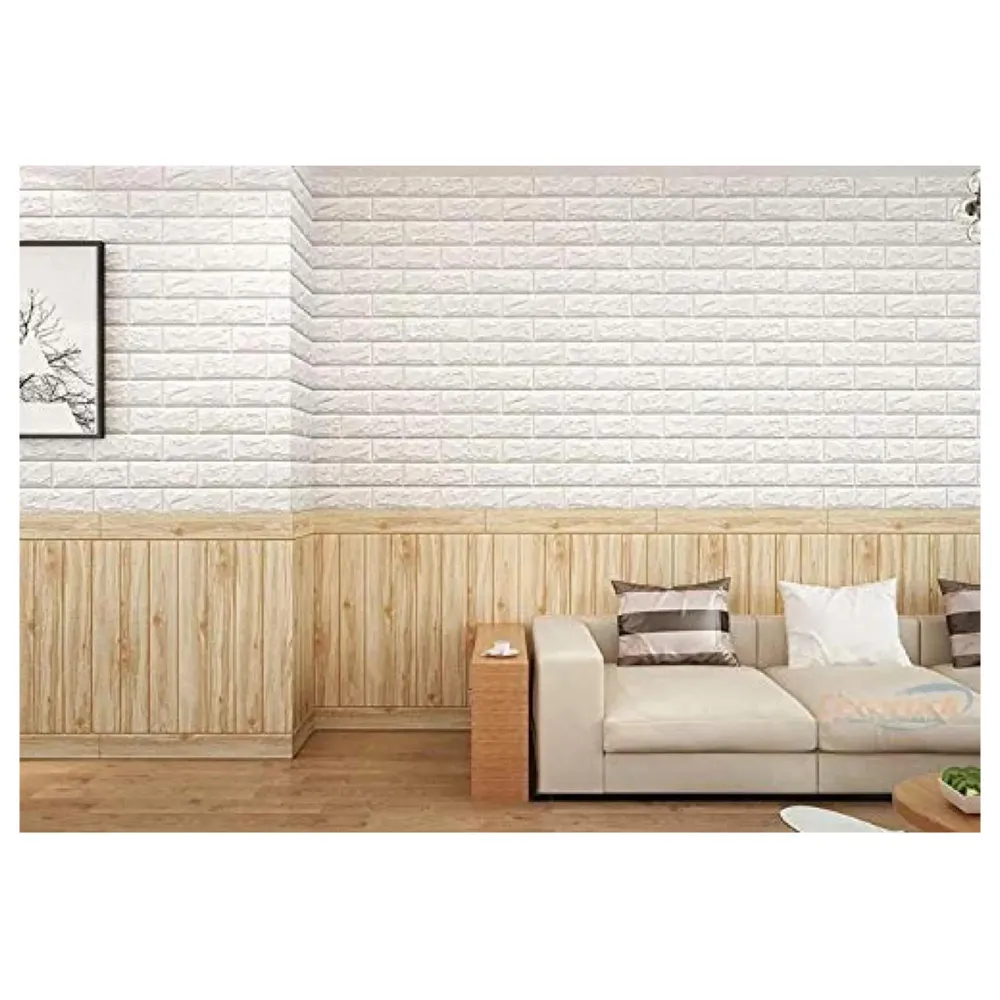 Wall Paper, 3D Wood Wall Stickers Self-Adhesive Panel Decal PE Wallpaper - Peel and Stick Wall Panels for TV Walls, Sofa Background Wall Decor (4)