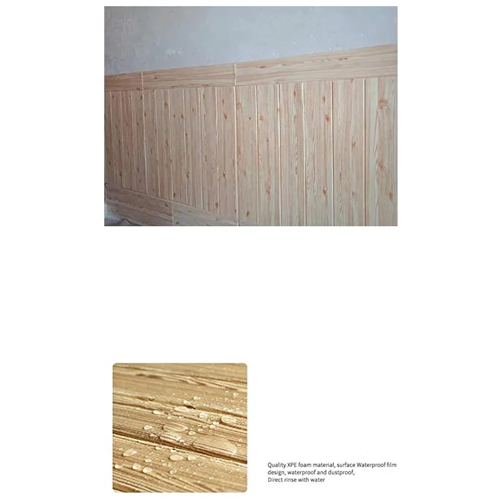 Wall Paper, 3D Wood Wall Stickers Self-Adhesive Panel Decal PE Wallpaper - Peel and Stick Wall Panels for TV Walls, Sofa Background Wall Decor (8) Premium