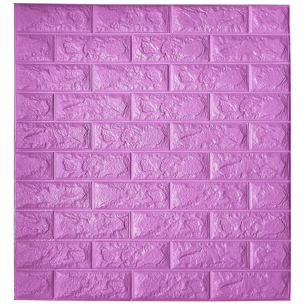 Pink Foam Wall Paper, 3D Brick Wall Stickers Self-Adhesive Panel Decal PE Wallpaper - Peel and Stick Wall Panels, 5.8 Sqft
