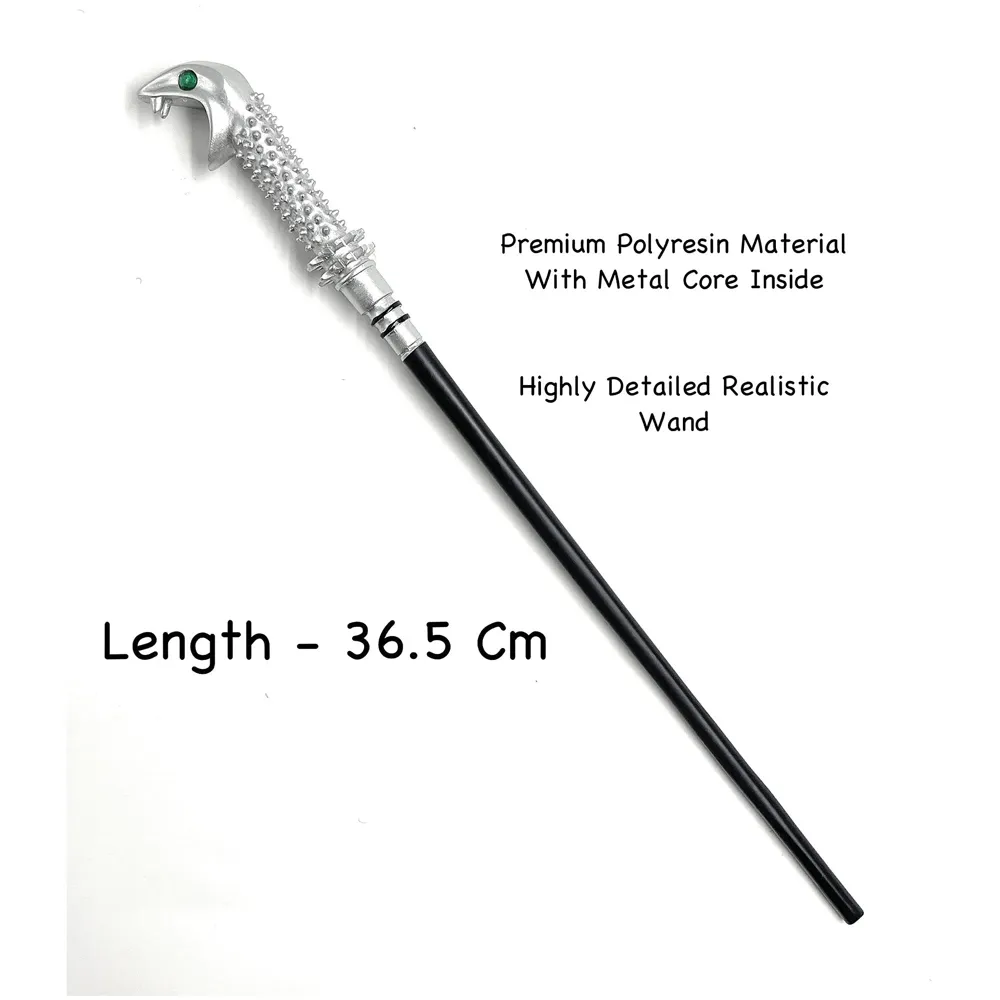 Premium Polyresin & Metal Magic Wand Wizard Sorcerers Wand with Ribbon Box Metal Core Inside, Life Size 1:1 (Style 5) black - 2