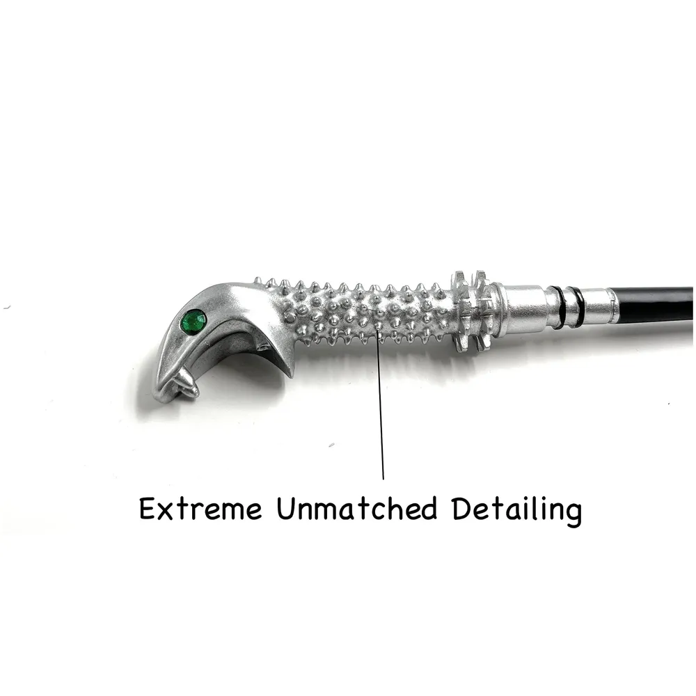 Premium Polyresin & Metal Magic Wand Wizard Sorcerers Wand with Ribbon Box Metal Core Inside, Life Size 1:1 (Style 5) black - 5