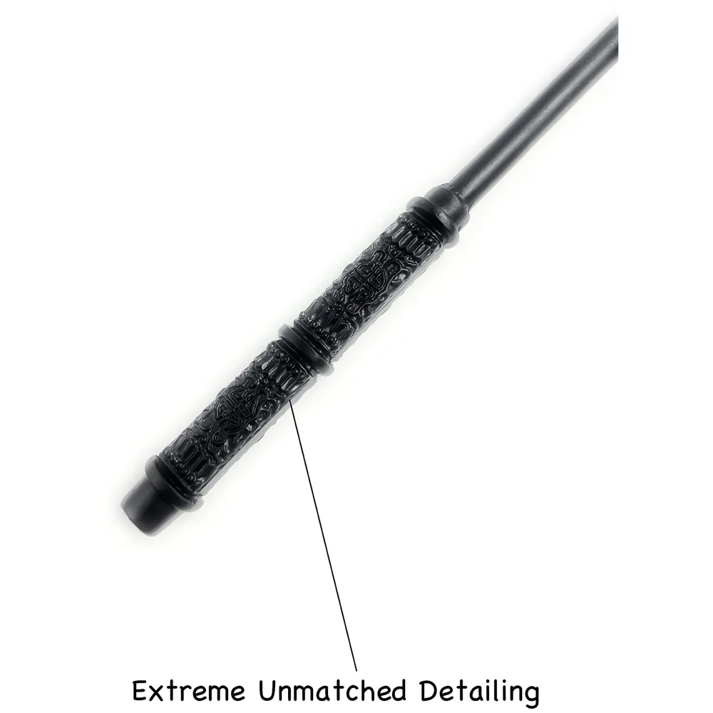 Premium Polyresin & Metal Magic Wand Wizard Sorcerer S Wand With Ribbon Box Metal Core Inside, Life Size 1:1 (Style 3) - Black - 5