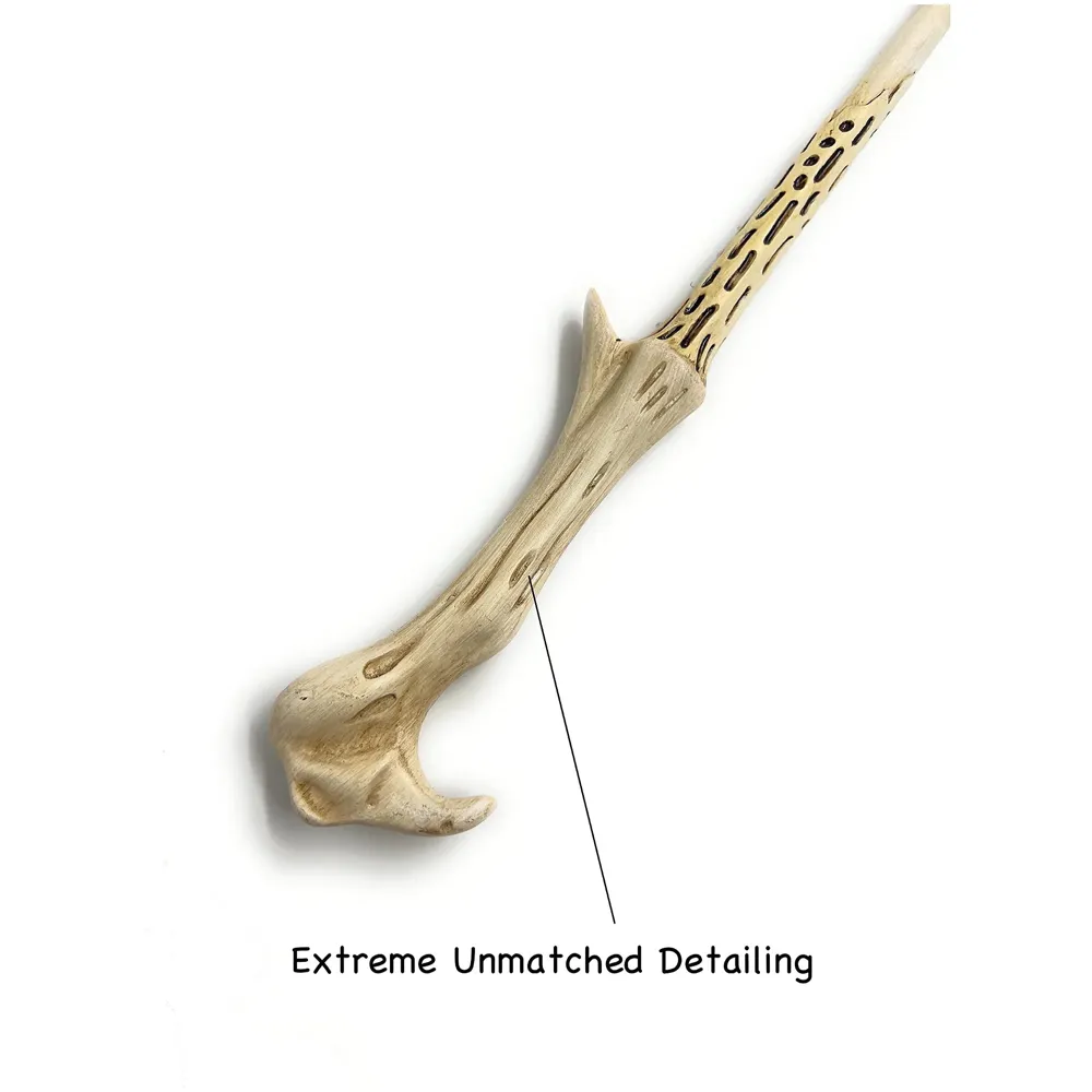 Premium Polyresin & Metal Magic Wand Wizard Sorcerers Wand with Ribbon Box Metal Core Inside, Life Size 1:1 (Style 6) black - 5