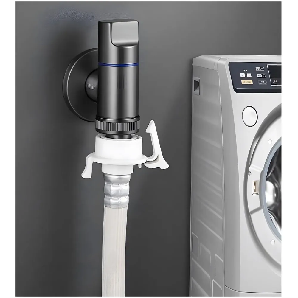 Washing machine Pipe connector Tap Angular Black for Bathroom wash basin, Geyser Angle Valve for Bathroom | Wall Mounted. Stop Cock Toilet Commode, Washbasin, 9.5 cm x 3cm - 3