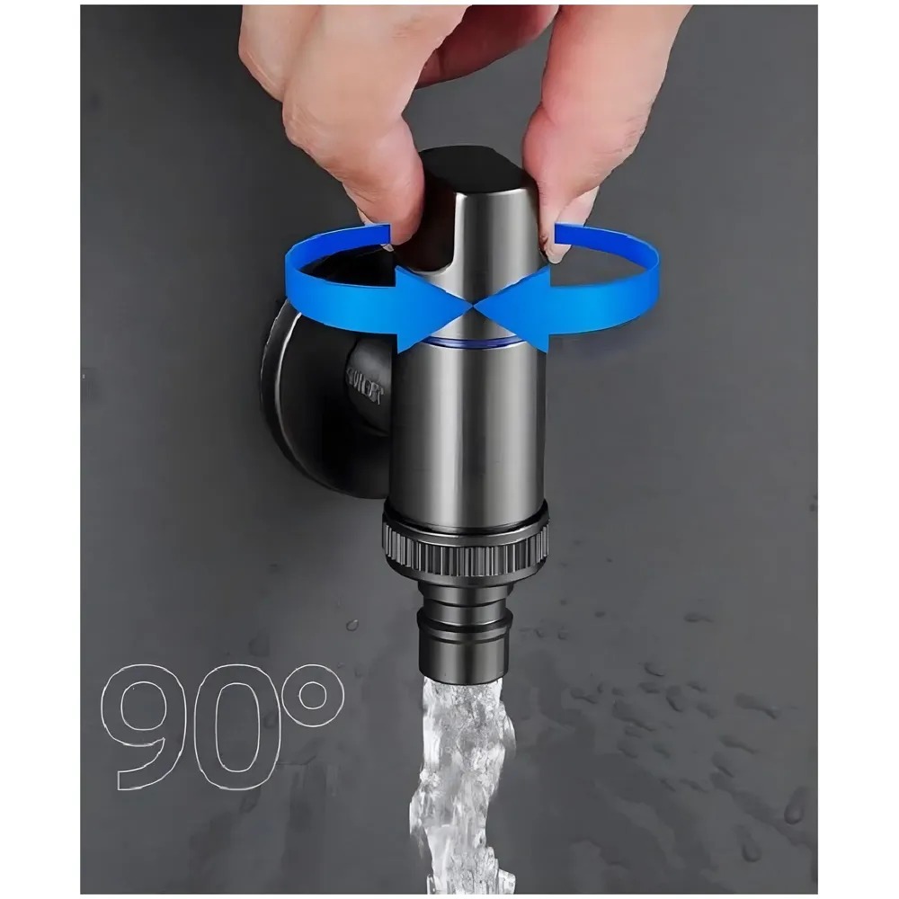 Washing machine Pipe connector Tap Angular Black for Bathroom wash basin, Geyser Angle Valve for Bathroom | Wall Mounted. Stop Cock Toilet Commode, Washbasin, 9.5 cm x 3cm - 8