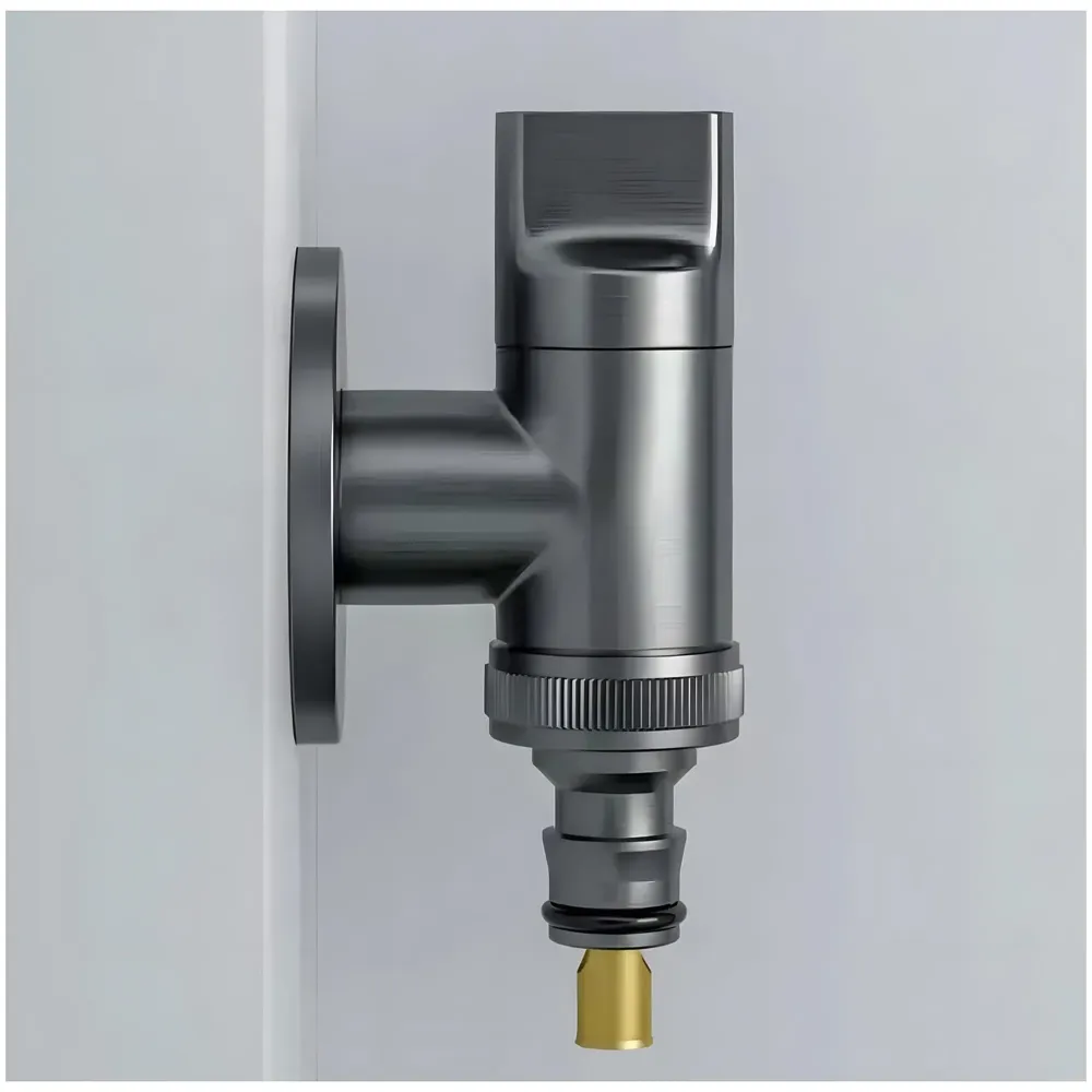 Washing machine Pipe connector Tap Angular Black for Bathroom wash basin, Geyser Angle Valve for Bathroom | Wall Mounted. Stop Cock Toilet Commode, Washbasin, 9.5 cm x 3cm