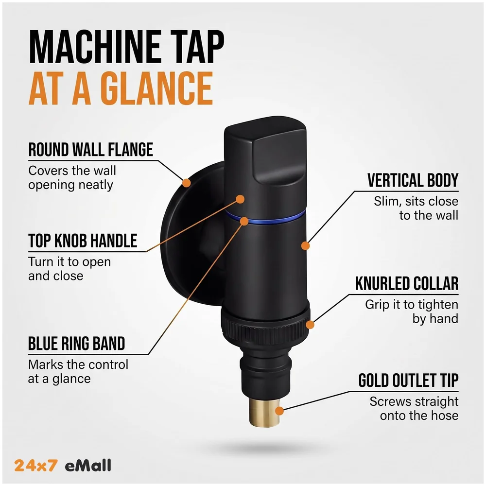 Pack of 2 Washing Machine Angular Valve Black Pipe Connector Tap