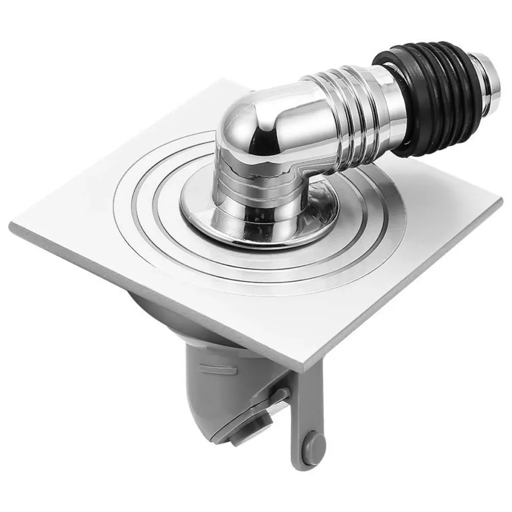 AQUAKART 4 x 4 Inch Washing Machine and Dish Washer Floor Drain - Silver with Chrome Finish - Floor Trap for Bathroom, Kitchen - Anti Clogging & Anti Pests.