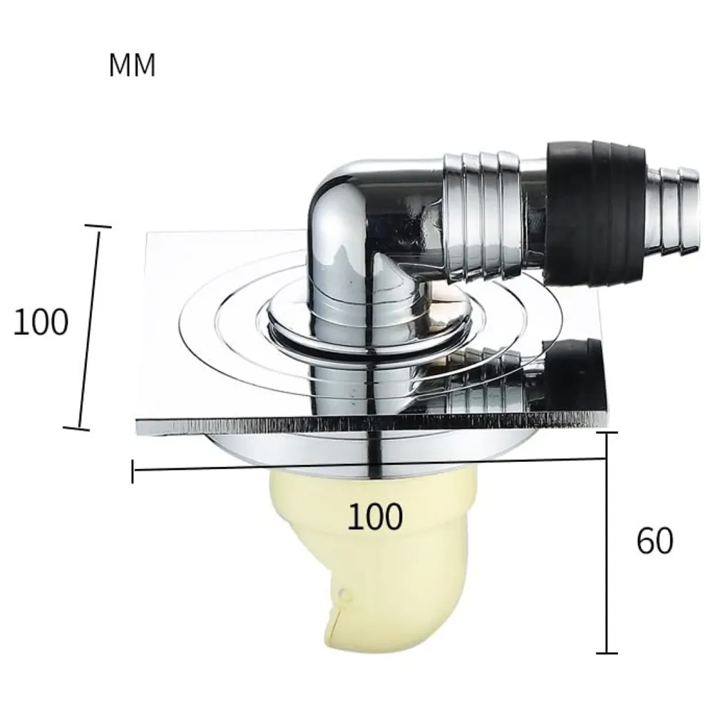 AQUAKART 4 x 4 Inch Washing Machine and Dish Washer Floor Drain - Silver with Chrome Finish - Floor Trap for Bathroom, Kitchen - Anti Clogging & Anti Pests. - 3