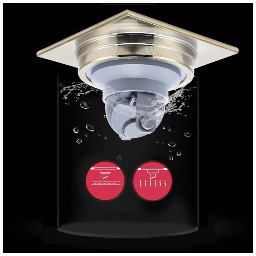 AQUAKART 4 x 4 Inch Washing Machine and Dish Washer Floor Drain - Silver with Chrome Finish - Floor Trap for Bathroom, Kitchen - Anti Clogging & Anti Pests. - 5