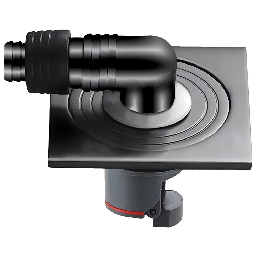 Grey 4 x 4 Inch Washing Machine and Dish Washer Floor Drain - Grey Finish - Floor Trap for Bathroom, Kitchen - Anti Clogging & Anti Pests.- 10 cm x 10 cm