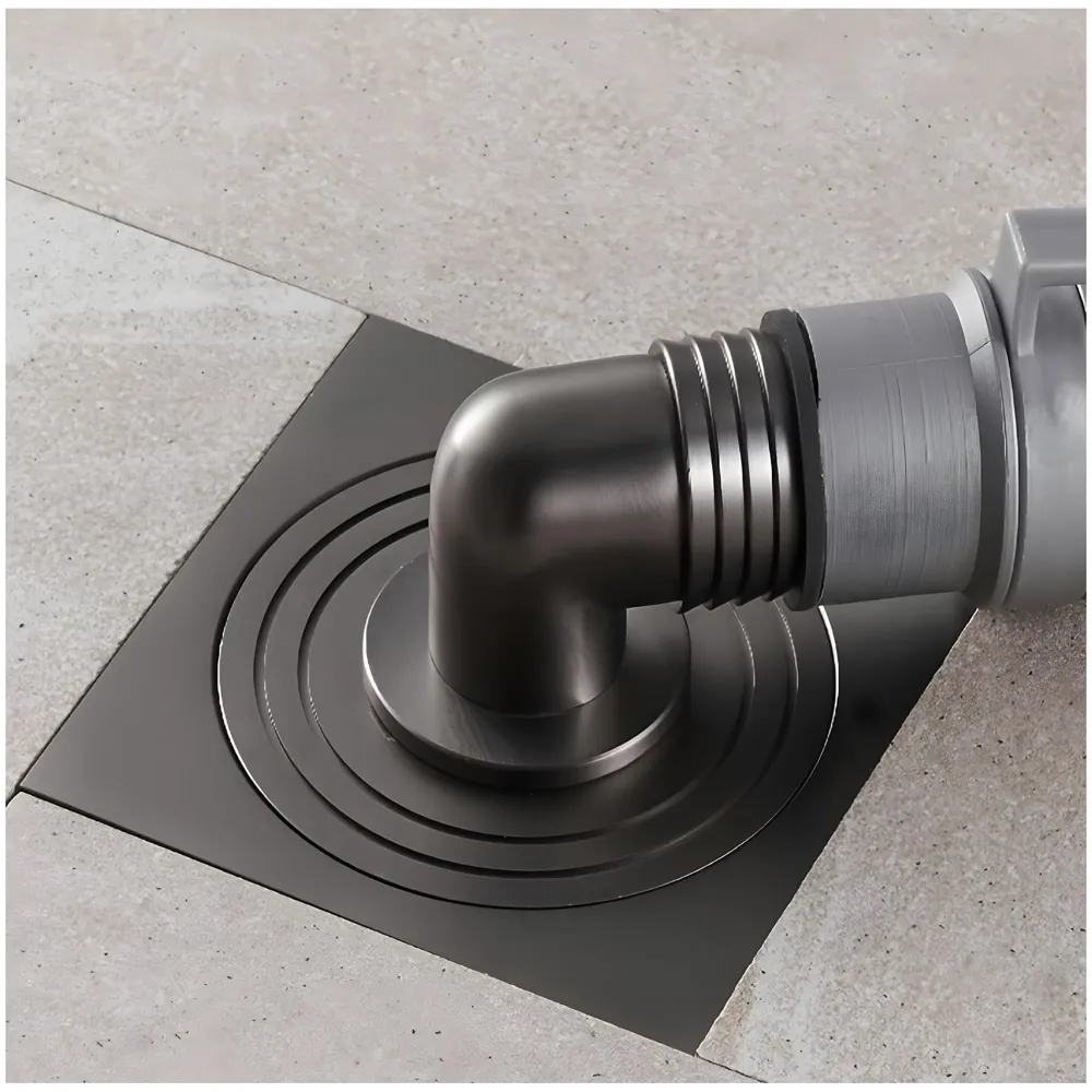 Grey 4 x 4 Inch Washing Machine and Dish Washer Floor Drain - Grey Finish - Floor Trap for Bathroom, Kitchen - Anti Clogging & Anti Pests.- 10 cm x 10 cm