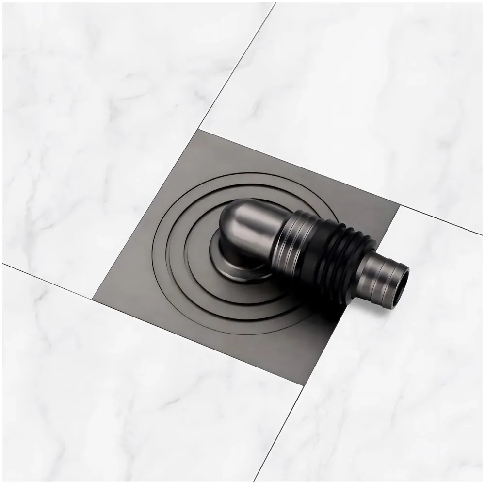 Grey 4 x 4 Inch Washing Machine and Dish Washer Floor Drain - Grey Finish - Floor Trap for Bathroom, Kitchen - Anti Clogging & Anti Pests.- 10 cm x 10 cm