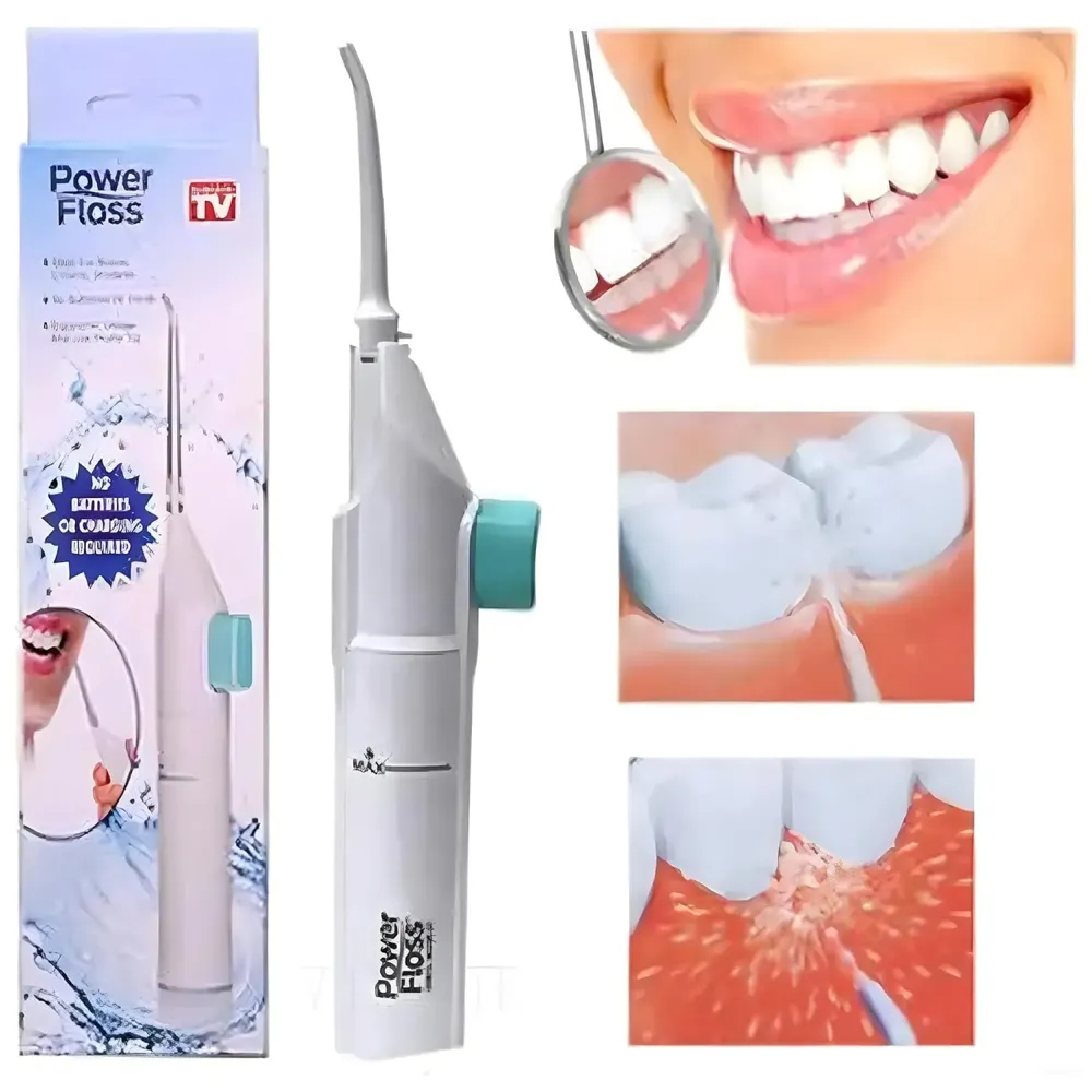 Portable Water Flosser – Manual Hand Powered Dental Water Jet & Oral Irrigator – Waterproof Travel Tooth Cleaner for Teeth and Gums