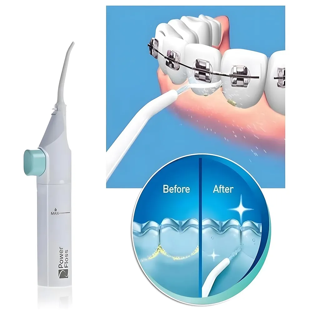 Portable Water Flosser – Manual Hand Powered Dental Water Jet & Oral Irrigator – Waterproof Travel Tooth Cleaner for Teeth and Gums Premium