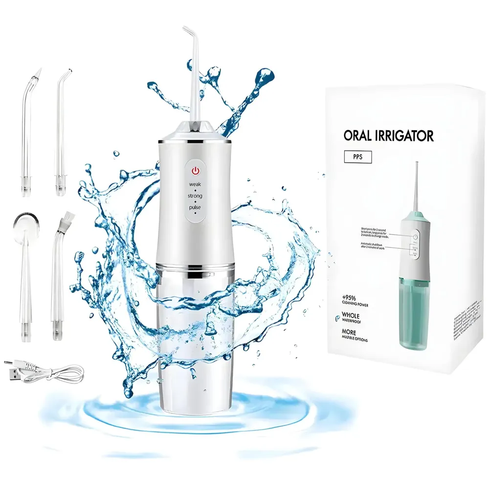 Water Flosser Portable Dental Water Jet Oral Teeth Irrigator Waterproof Tooth Cleaner Water Flosser Oral Flosser 3 Modes And 4 Nozzels 220 ML