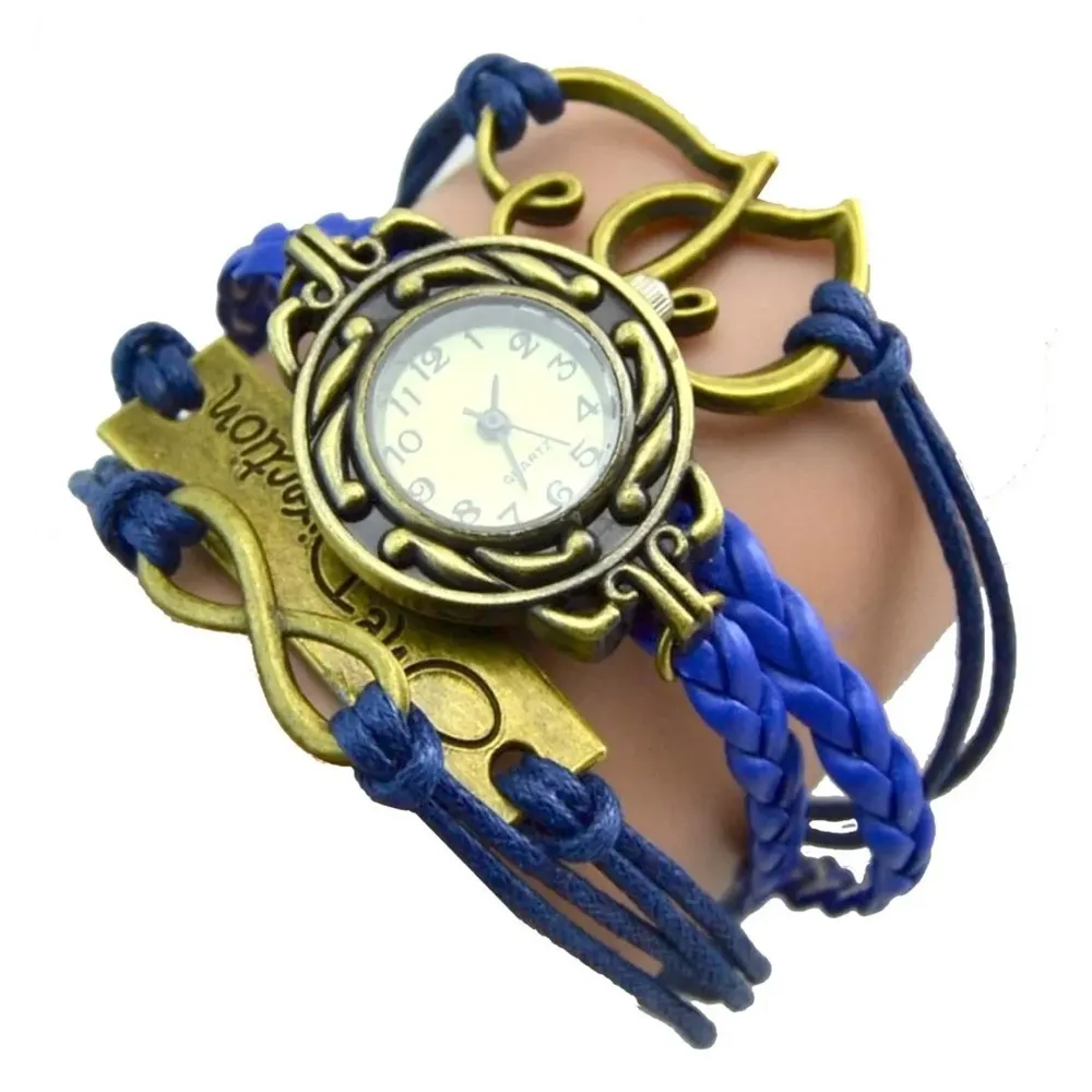 One Direction Jeans Blue Watch Charm Bracelet+Twin Hearts+Infinity+One Direction+Airplane+Leather - 3