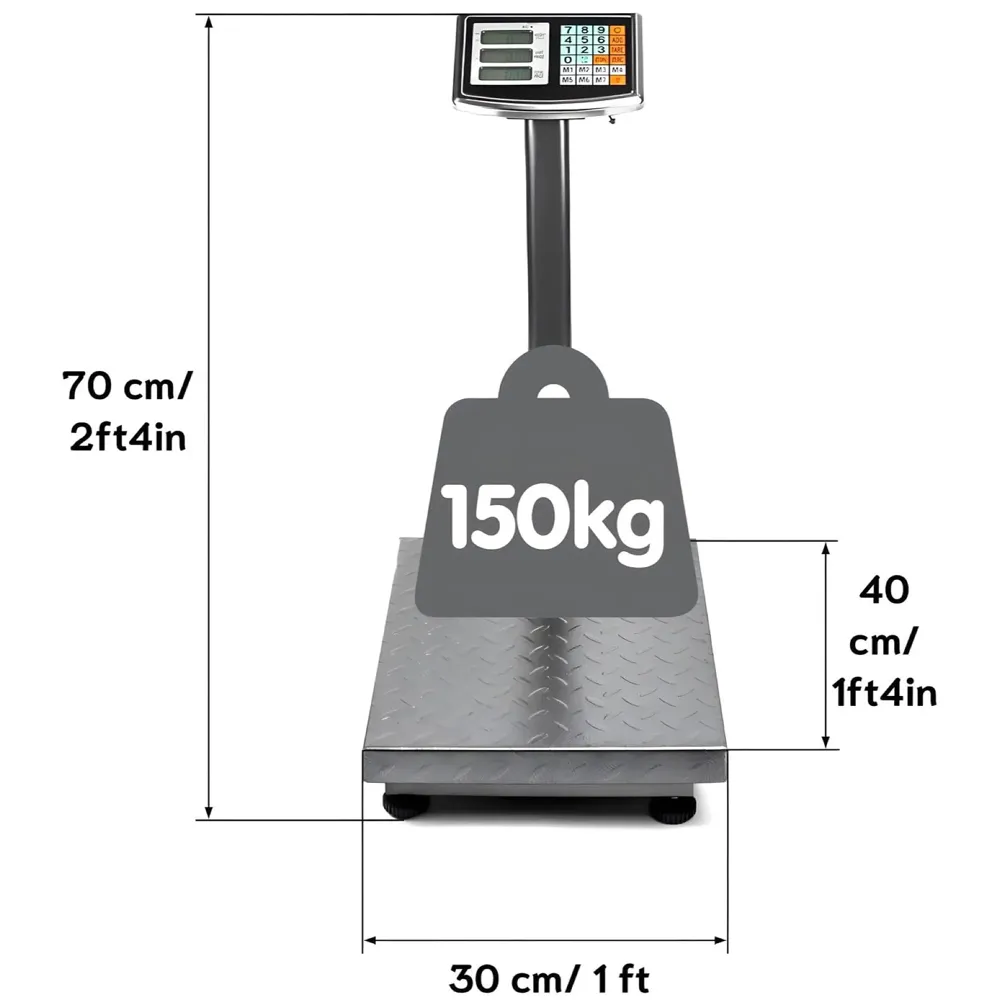 150 Kgs Weighing Machine Scale Industrial Weight Machine, Floor Platform Digital, Accurate Warehouse Large Shipping Mailing With Price Calculator Portable For Shop Commercial Industrial