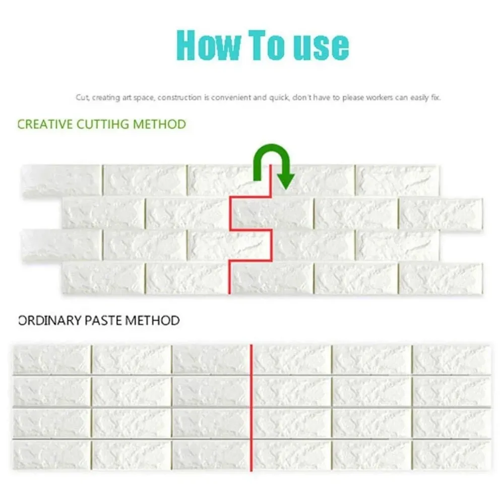 PVC Thick Wallpaper self Adhesive White Bricks wall Sticker with Glue Included for All wall Types (White Bricks, 12) - 4