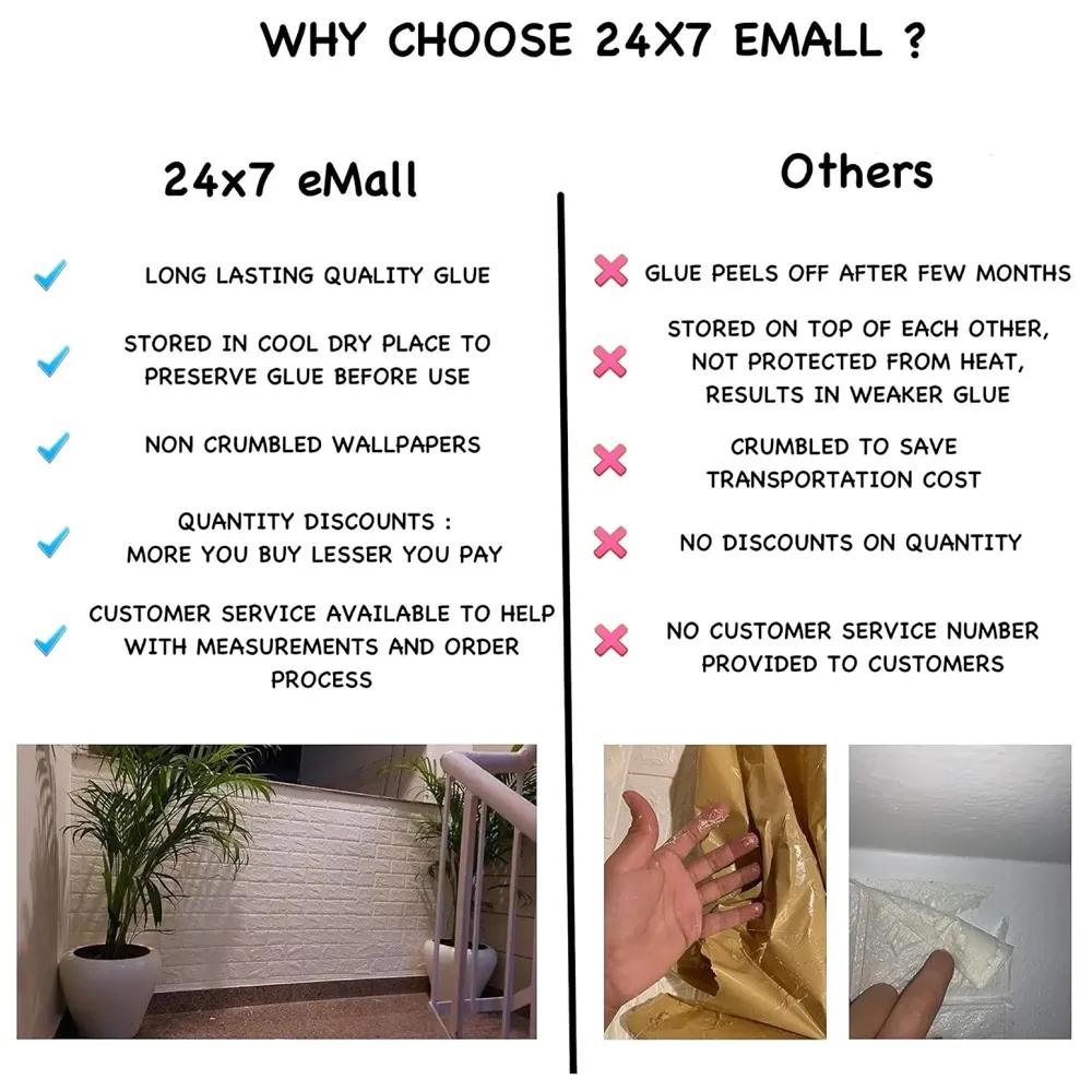 PVC Thick Wallpaper self Adhesive White Bricks wall Sticker with Glue Included for All wall Types (White Bricks, 12) - 5