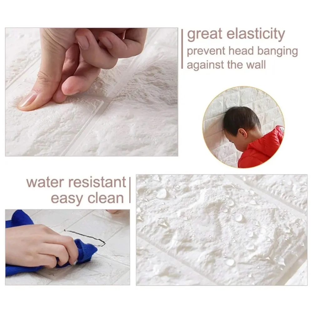 PVC Thick Wallpaper self Adhesive White Bricks wall Sticker with Glue Included for All wall Types (White Bricks, 20) - 8