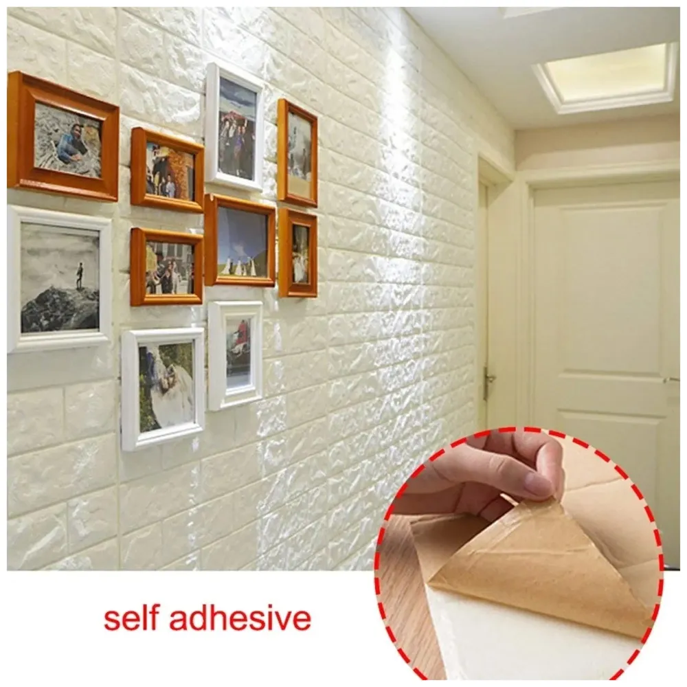 PVC Thick Wallpaper self Adhesive White Bricks wall Sticker with Glue Included for All wall Types (White Bricks, 35) - 3