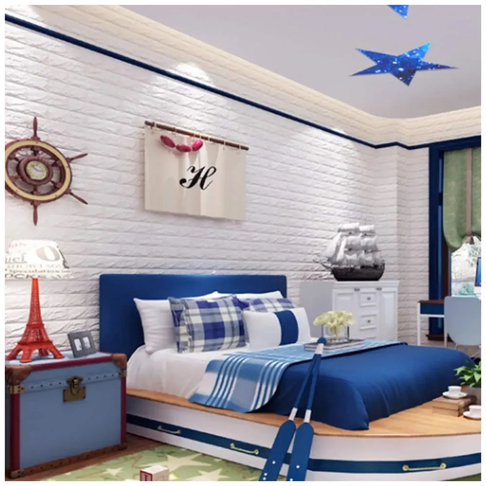 PVC Thick Wallpaper self Adhesive White Bricks wall Sticker with Glue Included for All wall Types (White Bricks, 35) - 6