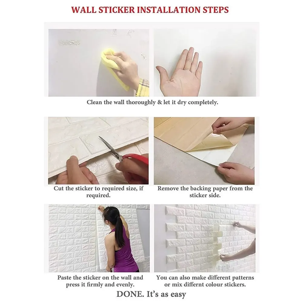 PVC Thick Wallpaper self Adhesive White Bricks wall Sticker with Glue Included for All wall Types (White Bricks, 35) - 7