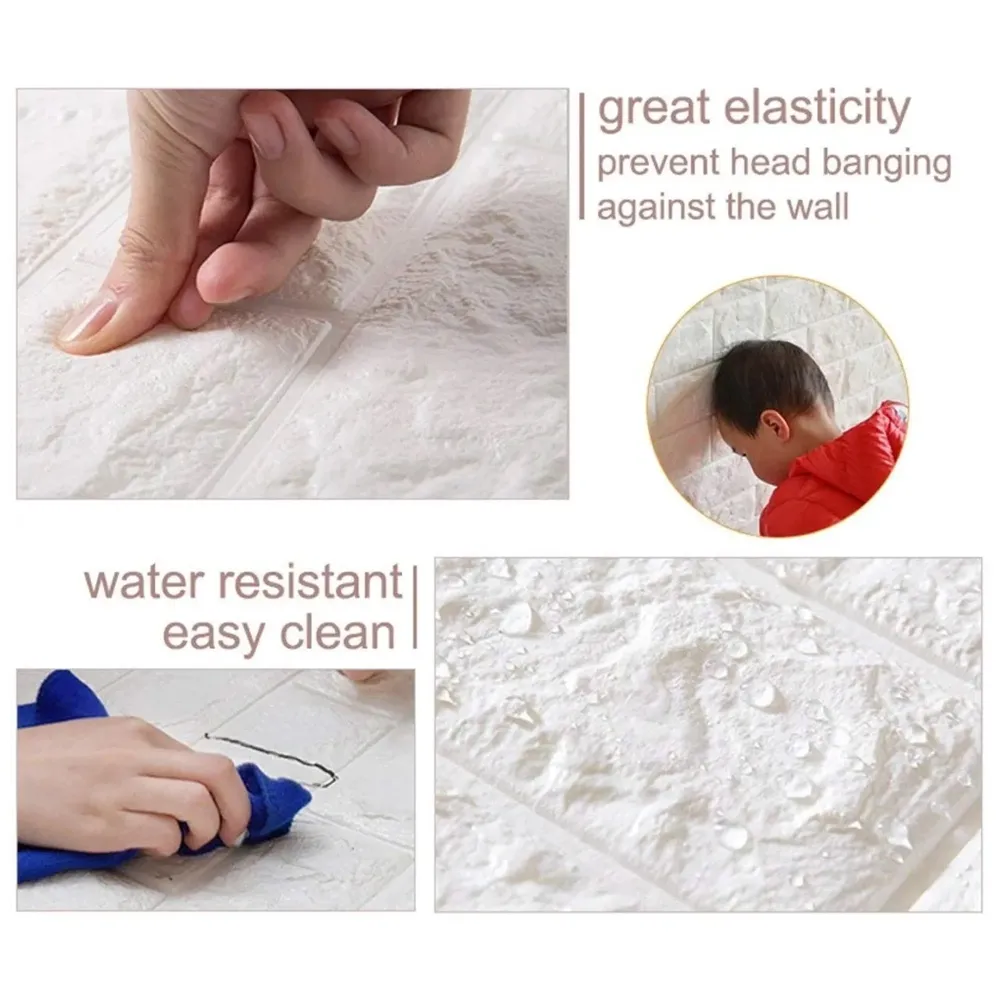 PVC Thick Wallpaper self Adhesive White Bricks wall Sticker with Glue Included for All wall Types (White Bricks, 35) - 8