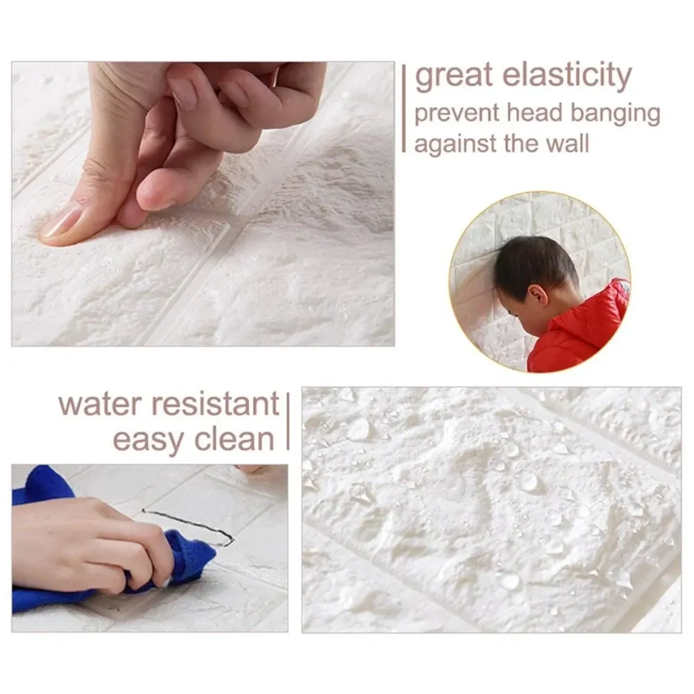 PVC Thick Wallpaper self Adhesive White Bricks wall Sticker with Glue Included for All wall Types (White Bricks, 40) - 8