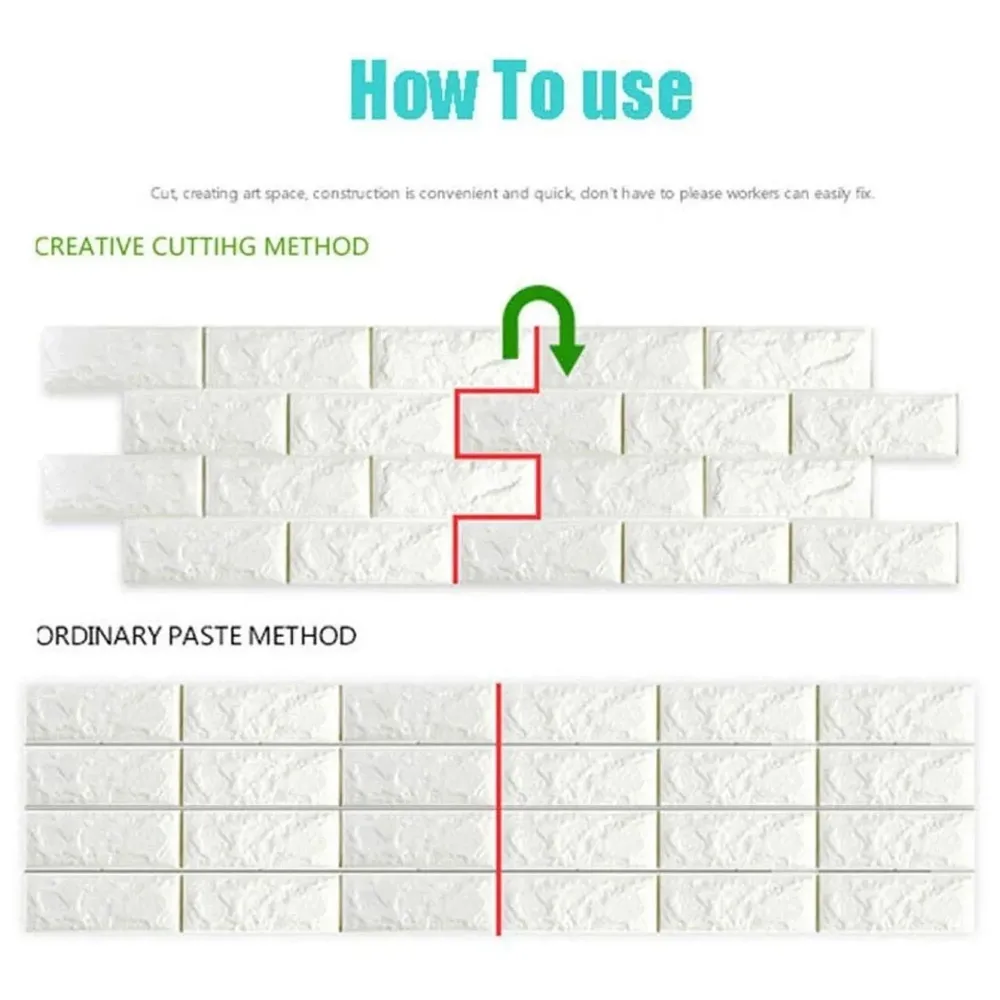 PVC Thick Wallpaper self Adhesive White Bricks wall Sticker with Glue Included for All wall Types (White Bricks, 50) - 4