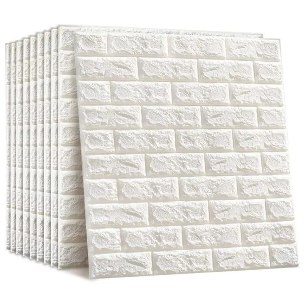 PVC Thick Wallpaper self Adhesive White Bricks wall Sticker with Glue Included for All wall Types (White Bricks, 8)