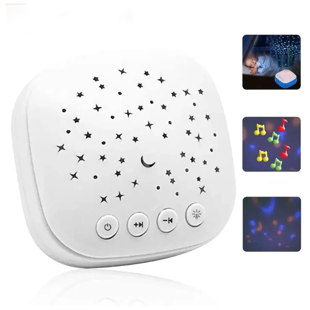 White Noise Machine for Adults And Baby With 10 Natural Sounds Sleep Aid LED Nature calming melody adjustable night light with white noise therapy machine and star projector white
