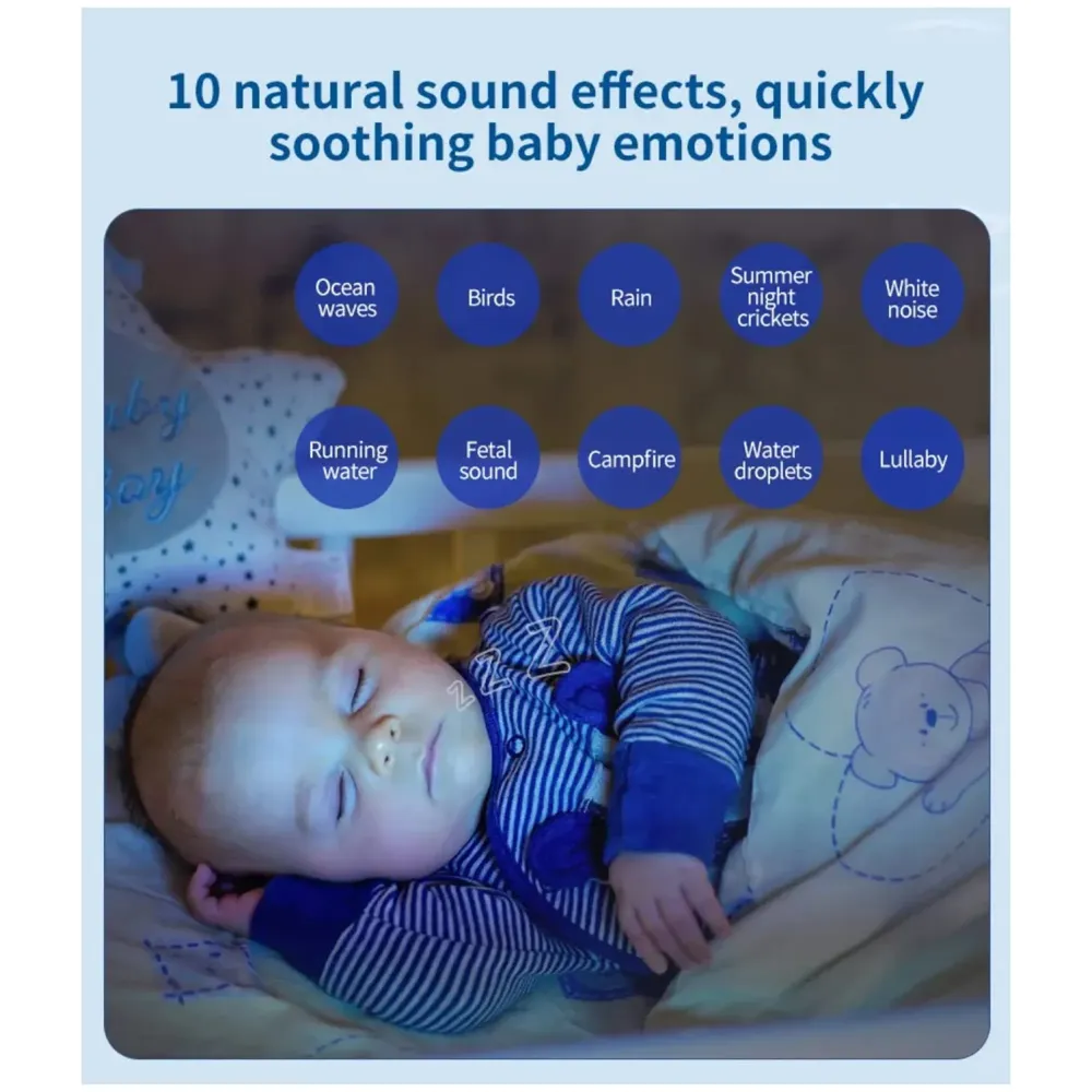 White Noise Machine for Adults And Baby With 10 Natural Sounds Sleep Aid LED Nature calming melody adjustable night light with white noise therapy machine and star projector white