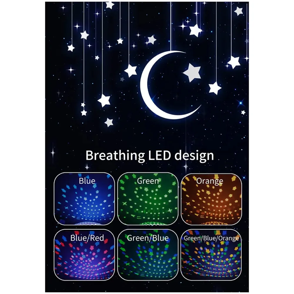 White Noise Machine for Adults And Baby With 10 Natural Sounds Sleep Aid LED Nature calming melody adjustable night light with white noise therapy machine and star projector white