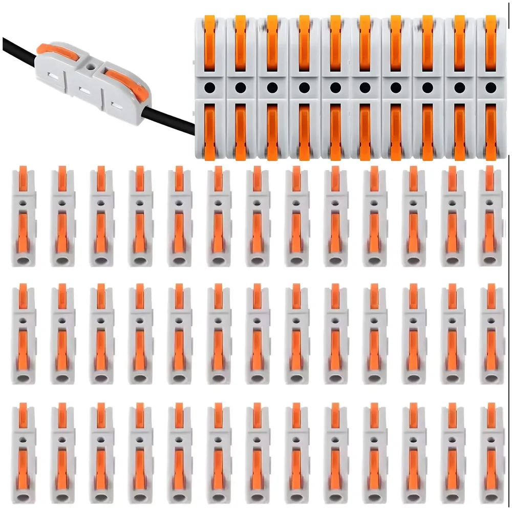 50 Pcs Wire Connector, 1 Conductor Compact Splicing Wire Connectors for Circuit Inline SPL-1 Clamp up to 4mm terminal connectors reusable electric.