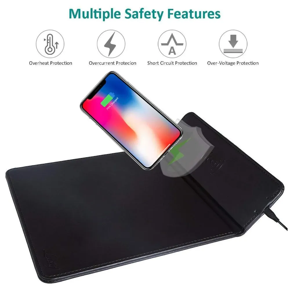 Wireless Charging Mouse Pad Station 5W for Galaxy Note Series and Standard Charge for iPhone X and 8 (Black)