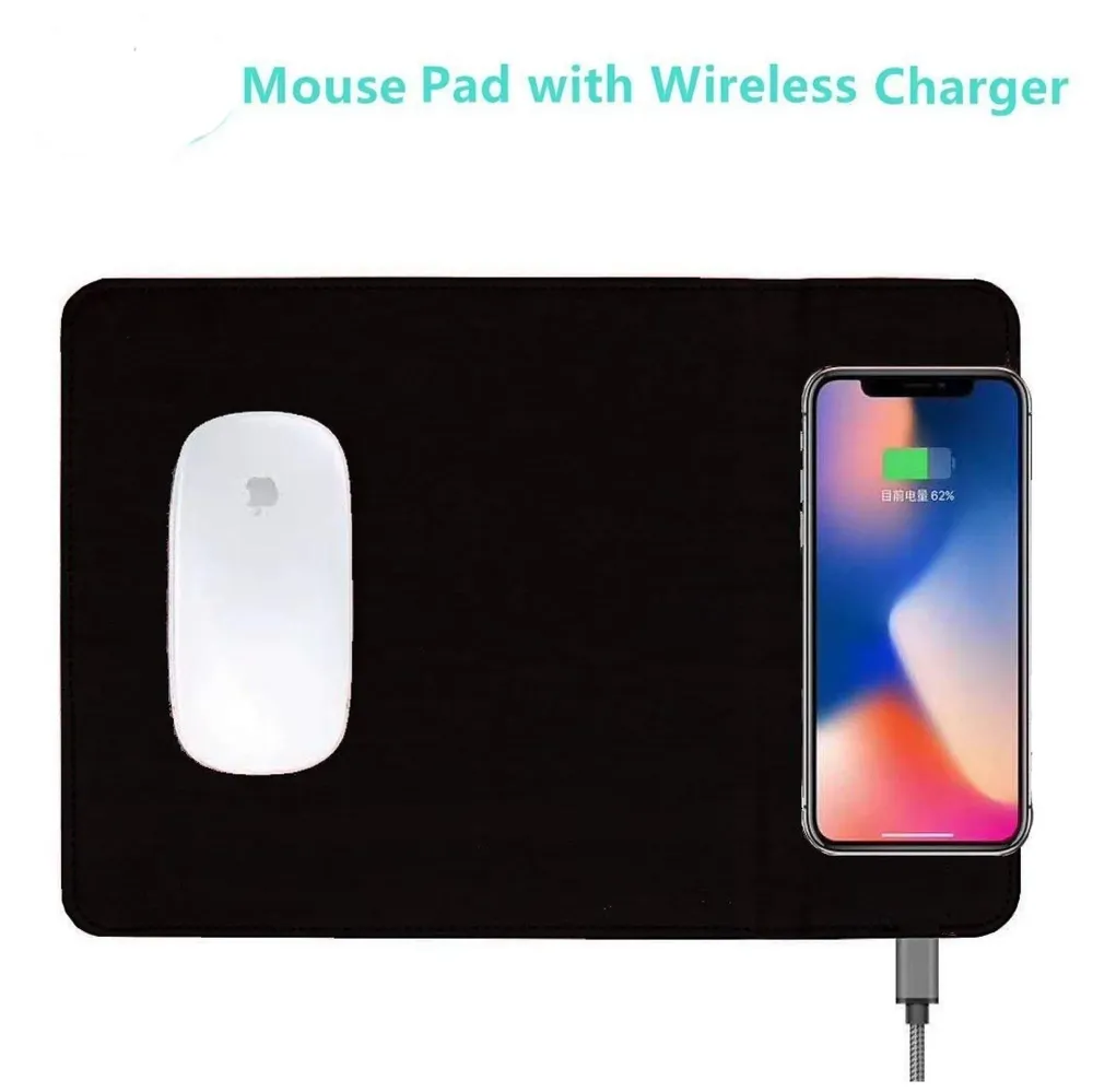 Wireless Charging Mouse Pad Station 5W for Galaxy Note Series and Standard Charge for iPhone X and 8 (Black)