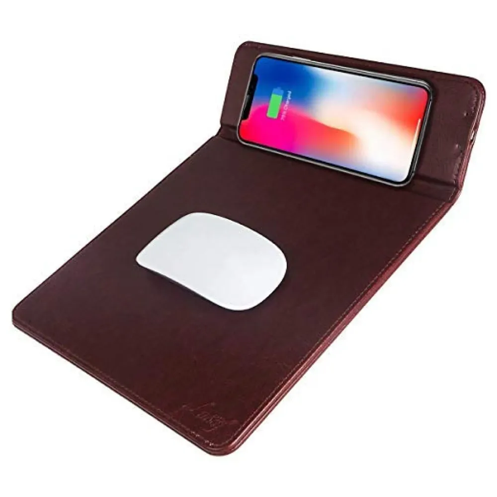Wireless Charging Mouse Pad Station 5W for Galaxy Note Series and Standard Charge for iPhone X and 8 (Brown)