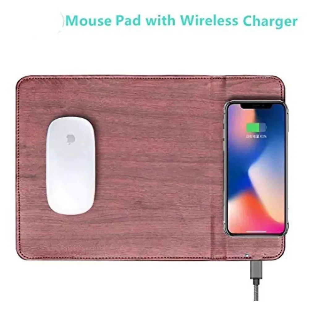 Wireless Charging Mouse Pad Station 5W for Galaxy Note Series and Standard Charge for iPhone X and 8 (Brown)