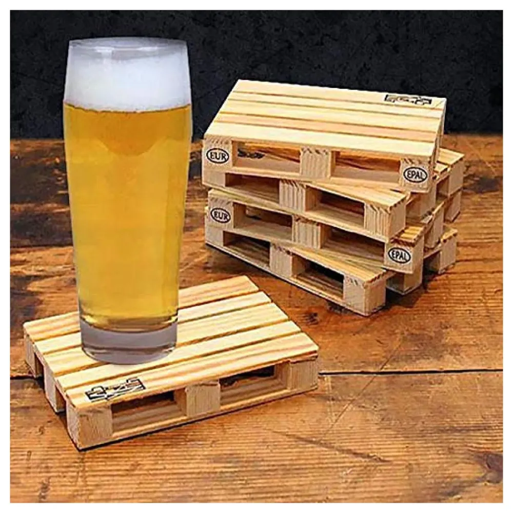 Set of 4 Pallet Wood Beverage Drink Coasters. for Wine Glasses and Bottles, Whiskey, Beer Cocktail Glasses. Suitable for Bar, Home and Office. - 2