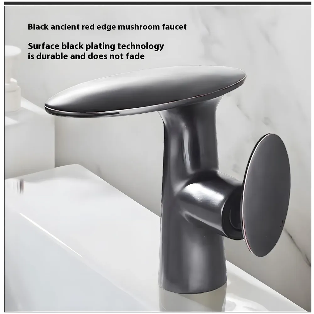 Waterfall Dark Grey Faucet Tap Mixer Hot and Cold Heavy Single Lever Basin Mixer 15.5 Cm 360 Degree Rotating Spout and Ceramic Cartridge for Bathroom Wash Basins - 7