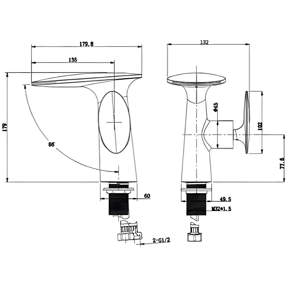 Waterfall Dark Grey Faucet Tap Mixer Hot and Cold Heavy Single Lever Basin Mixer 15.5 Cm 360 Degree Rotating Spout and Ceramic Cartridge for Bathroom Wash Basins - 9