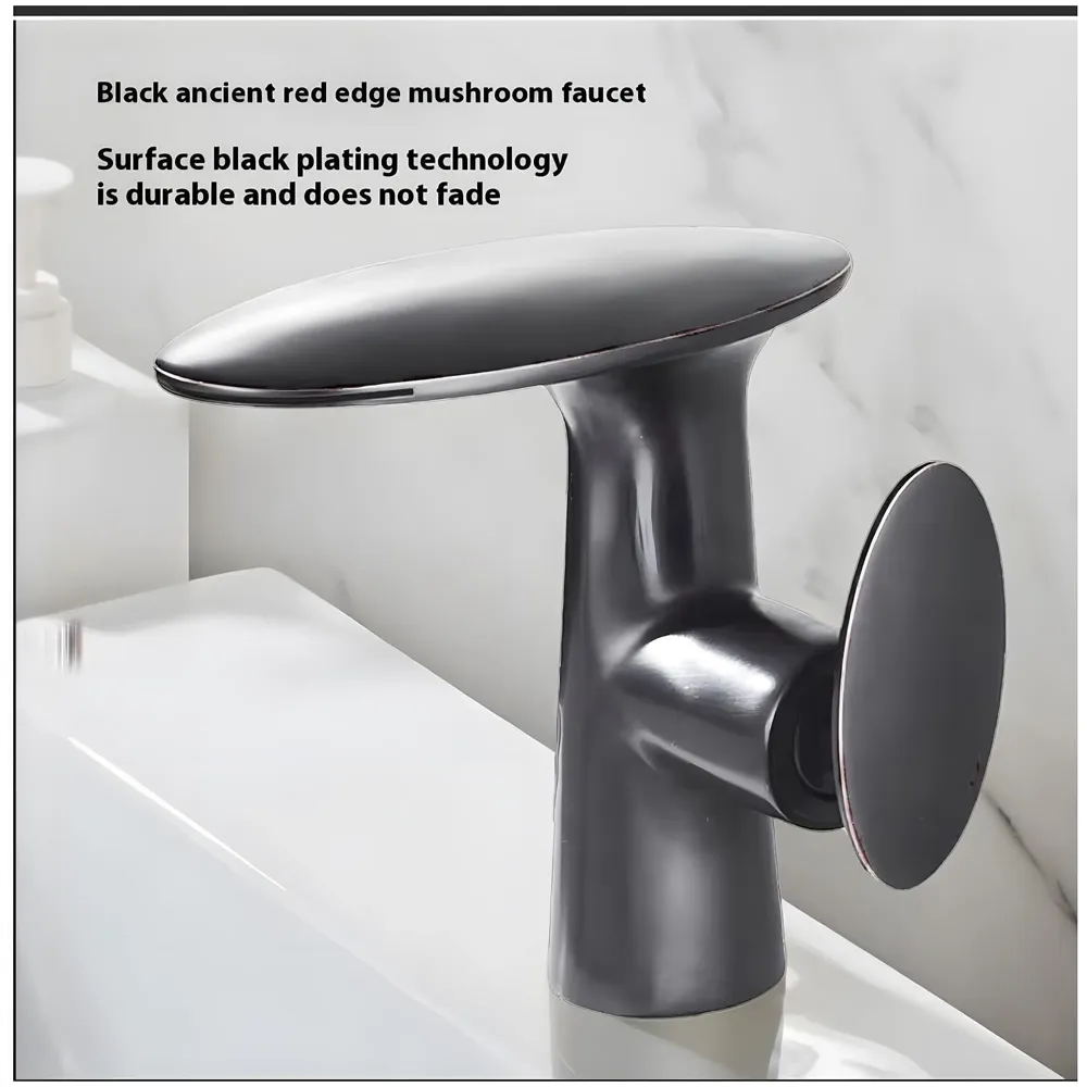 Waterfall Dark Grey Faucet Tap Mixer Hot and Cold Heavy Single Lever Basin Mixer 15.5 Cm 360 Degree Rotating Spout and Ceramic Cartridge for Bathroom Wash Basins