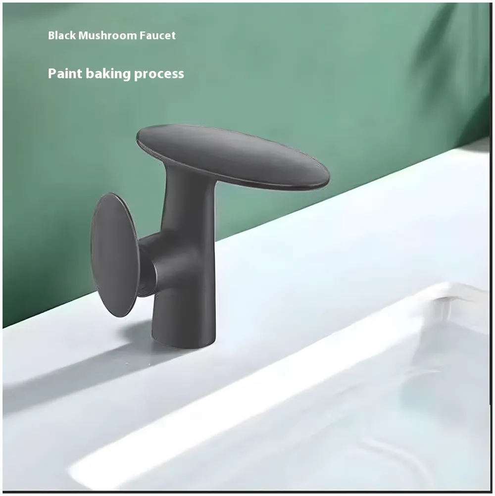 Waterfall Dark Grey Faucet Tap Mixer Hot and Cold Heavy Single Lever Basin Mixer 15.5 Cm 360 Degree Rotating Spout and Ceramic Cartridge for Bathroom Wash Basins