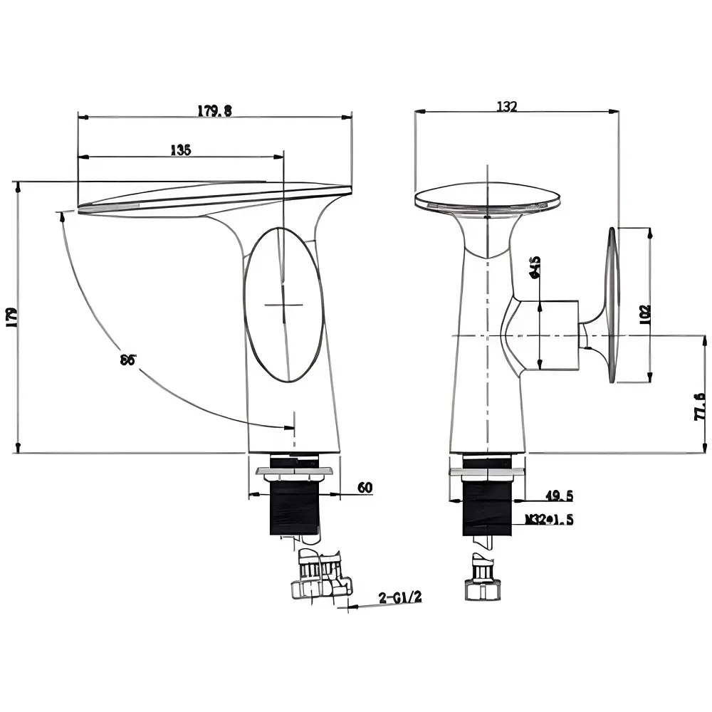 Waterfall White Gold Basin Mixer Tap 15.5cm 360 Rotating Spout